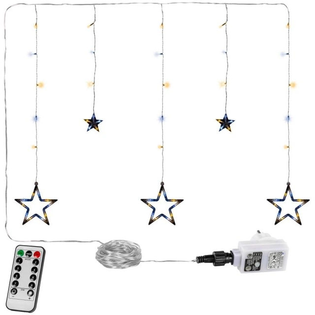 Christmas curtain 5 stars,61 LED, warm and cold white