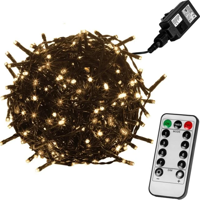 Christmas lighting - 5 m, 50 LED, green wire