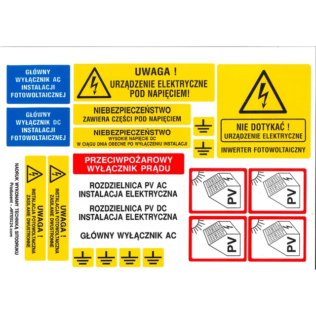 Címkekészlet (matrica) fotovoltaikus telepítéshez