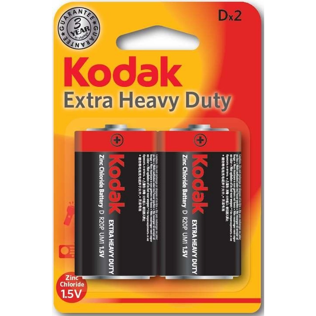 Цинк въглеродна батерия KODAK KDHZ-2 (R20), blister=2 бр