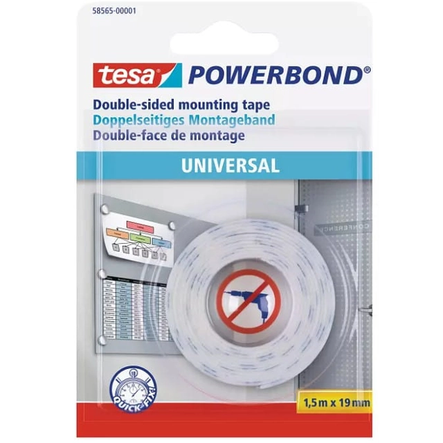 Cinta de montaje de doble cara Tesa Powerbond 1.50m x 19mm blanca