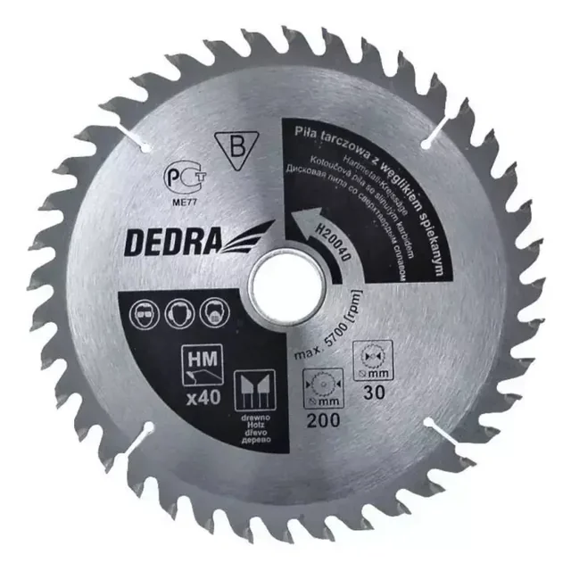 CIRCULAR SAW BLADE FOR WOOD WITH CARBIDE DEDRA H25080 80 TEETH, ŚR.250X30 MM, CARBIDE