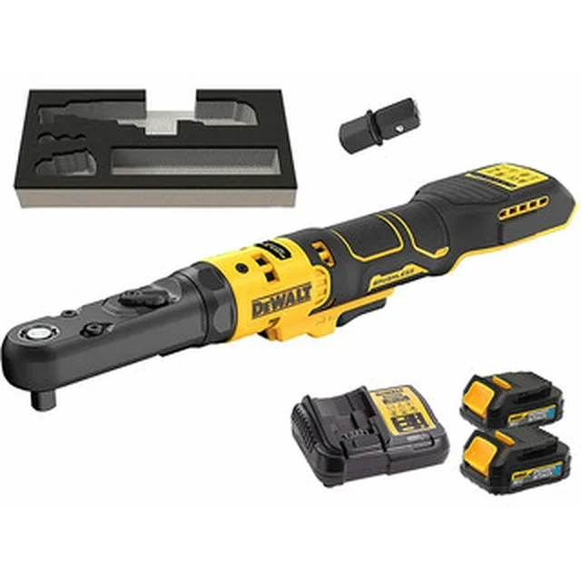 Clé à cliquet sans fil DeWalt DCF510E2G 18 V | 1/2 inch/3/8 pouces | 102 Nm | Carbone sans balais | 2 x 1,7 Ah batterie + chargeur | Dans une boîte en carton