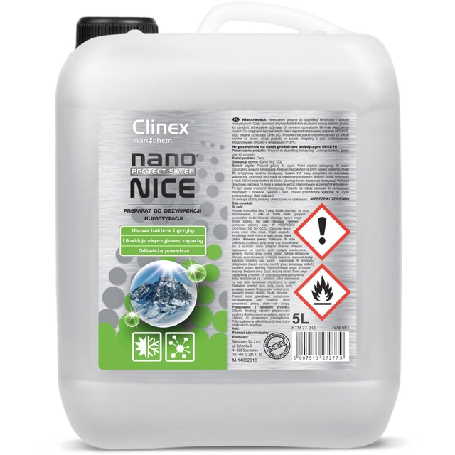 CLINEX Nano Protect Silver Dejligt flydende desinfektionsmiddel til aircondition og ventilation 5L