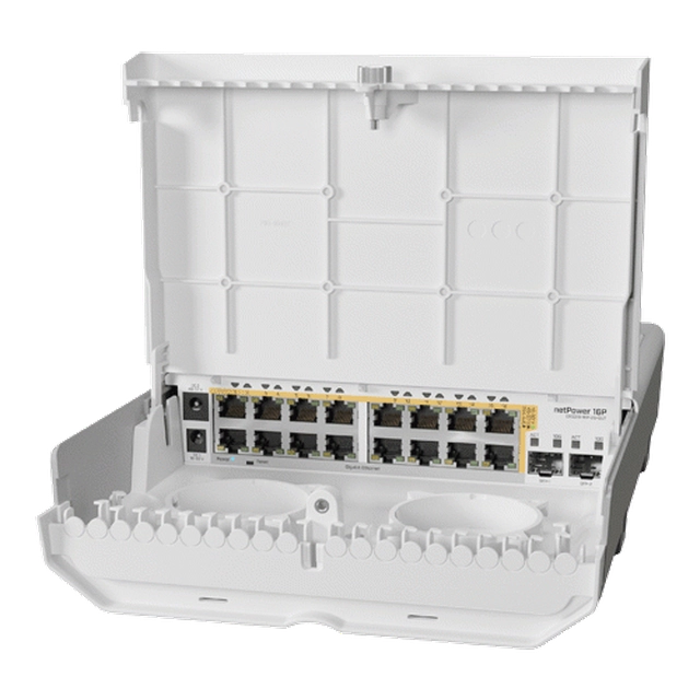 Cloud Router Switch āra 16 x Gigabit PoE-Out, 2 x SFP+ — Mikrotik CRS318-16P-2S+OUT