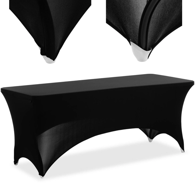 Cobertura flexível universal para mesa retangular 180 x 74 cm preto