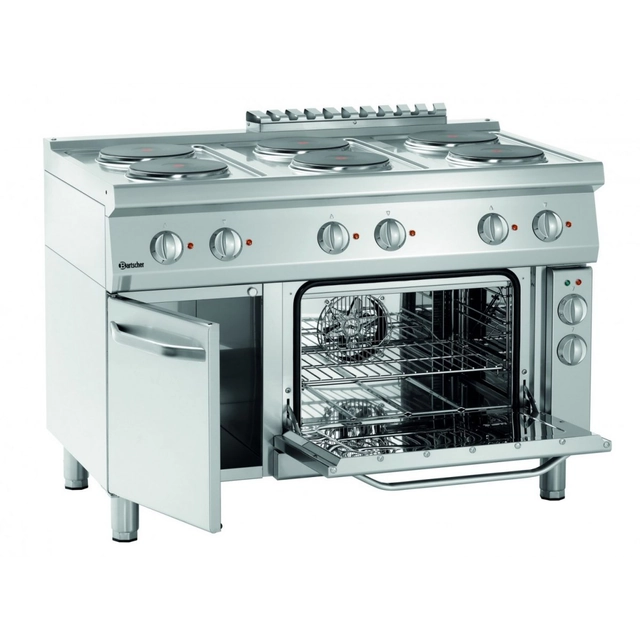 Cocina 6-Płytowa Eléctrica 6x2,6 kW + Horno Convección 1/1 Gn Bartscher