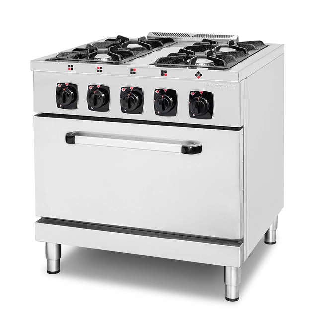 COCINA A GAS CON HORNO A GAS | 4-PALNIKOWA | 28 KW | 800X700X850 MM