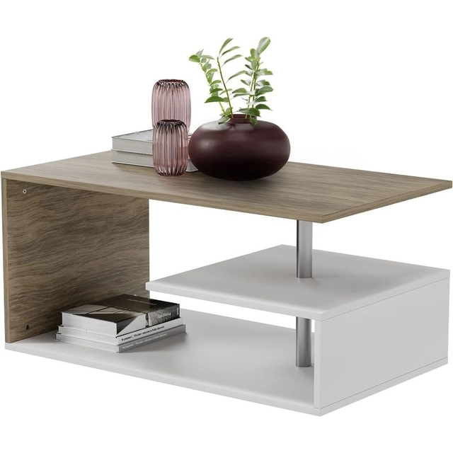 Coffee table, 90 x 50 x 41 cm, white/brown