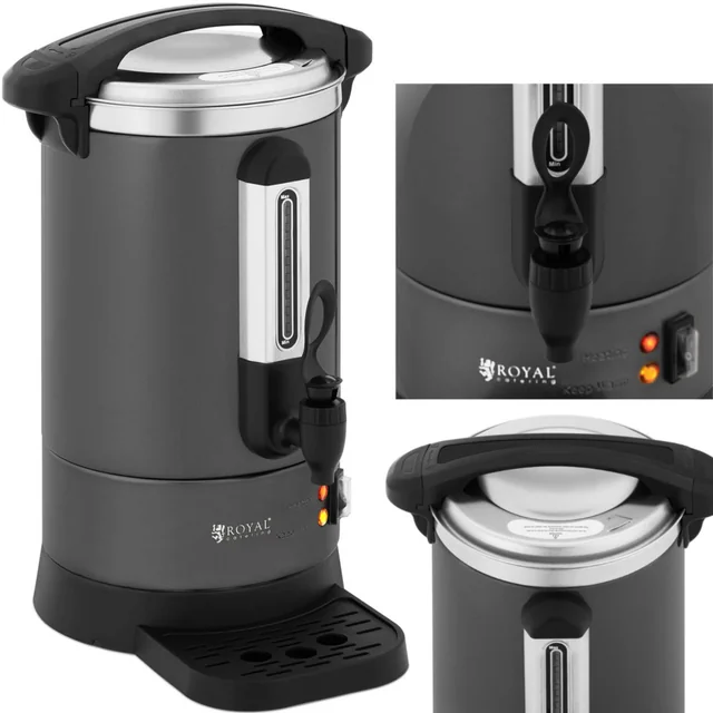 Coffee tea maker with tap and drip tray 6 l 950 W gray