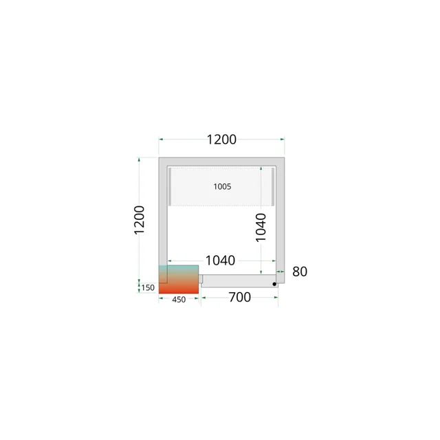 Cold store, cold room, complete 1200 x 1200 x 2200 mm CRPF1212