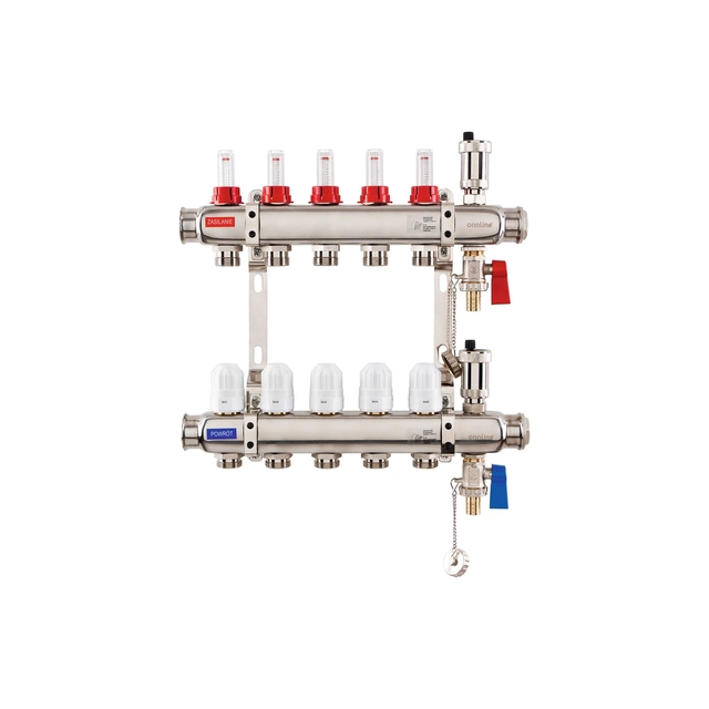 Colector de acero inoxidable armado con Onnline INOX (tipo K5) número de circuitos 5