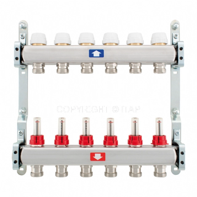 Colector sistema de calefacción ITAP, regulable, con caudalímetros, anillos 3