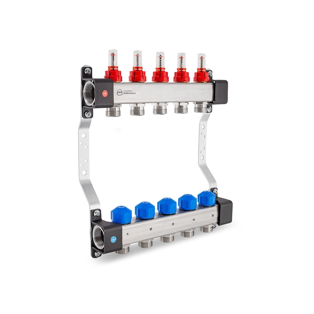 Collecteur InoxFlow avec vannes actionneurs et débitmètres -6 circuits