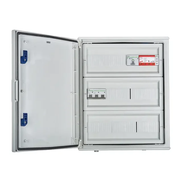 Collegamento quadro fotovoltaicoEMITER ermetico AC IP66 con scaricatore di sovratensione AC tipo Dehn 1+2, 80A 3F, FR 100A, syg.Fase