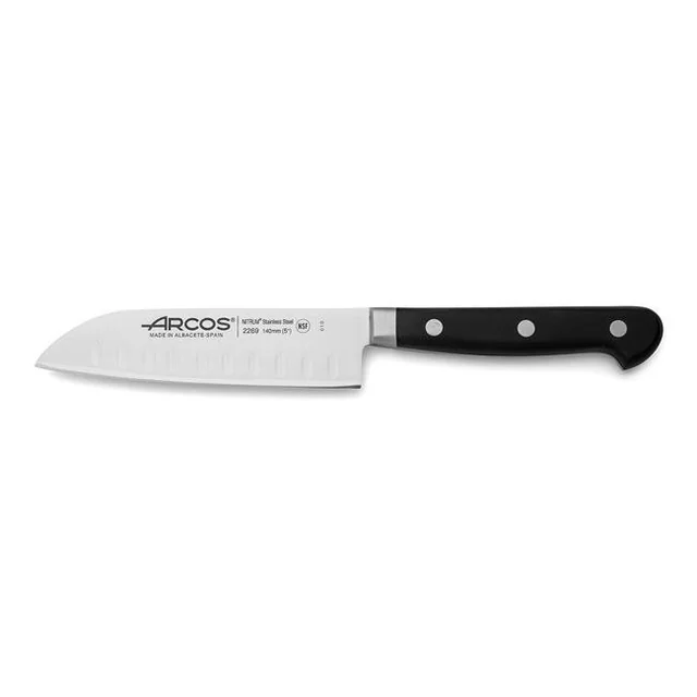 Coltello Santoku con affilatura a sfere, serie ÓPERA Arcos, variante (L)262mm Basic nera