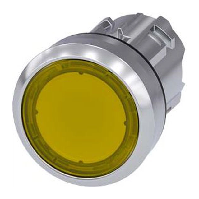 Commande à bouton Siemens 22mm jaune avec rétroéclairage, métal à ressort IP69k Sirius ACT (3SU1051-0AB30-0AA0)