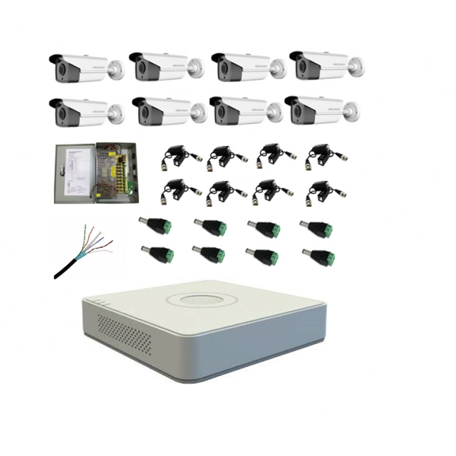 Complete systeemkit 8 buitenbewakingscamera's HIKVISION FULL HD 80 m IR