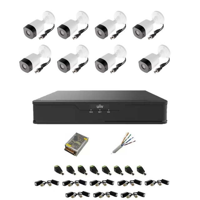 Complete system 8 outdoor surveillance cameras FULL HD 20 m IR, DVR 8 channels, accessories