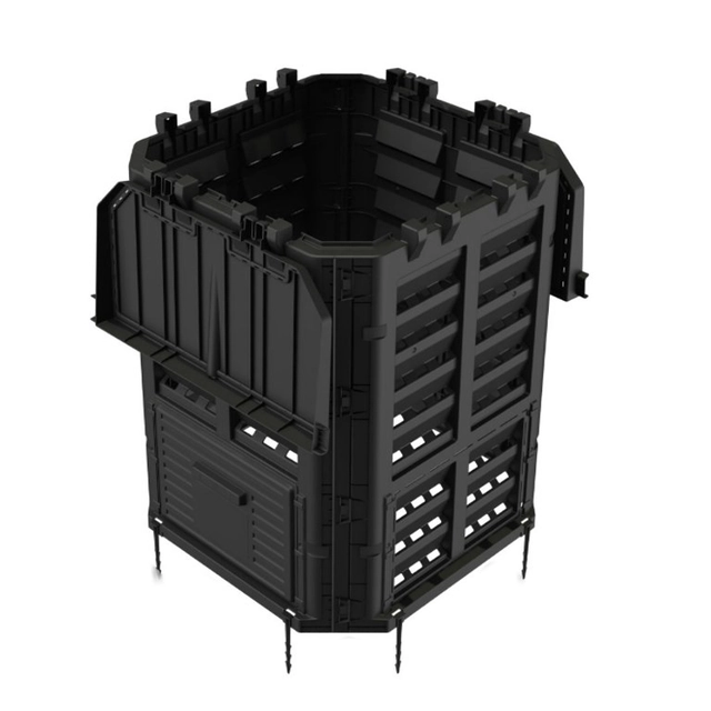 Compostator de grădină din plastic, negru, 300 l