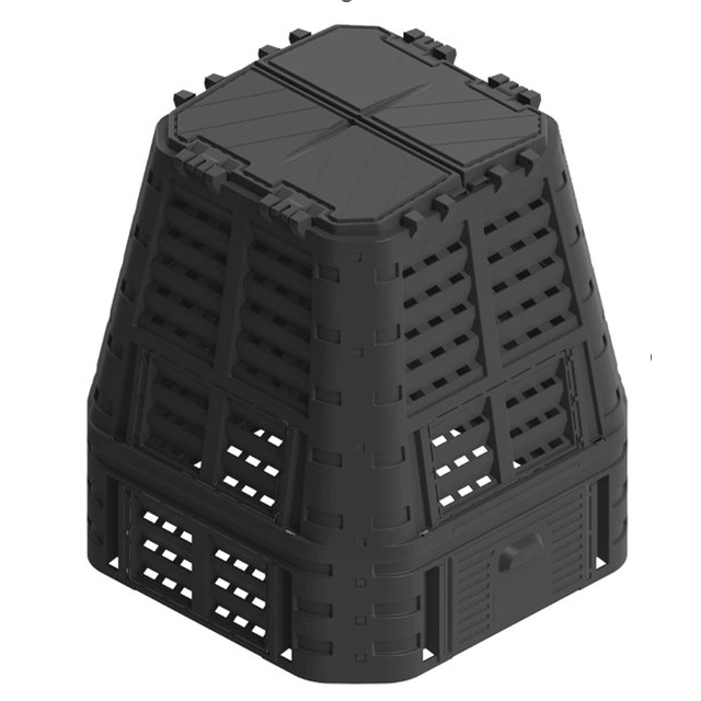 Compostator de grădină din plastic, negru, 740 l