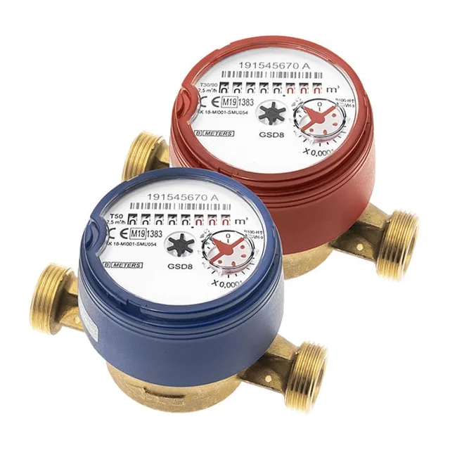 Compteur d'eau simple débit BCompteurs, GSD8-I, chaud, d15, L80, Q3 2.5 m3/h