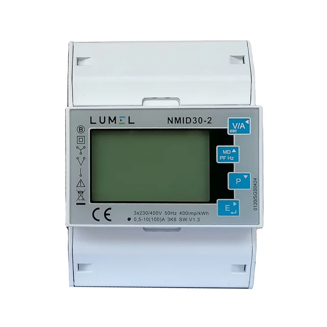 Compteur Lumel monophasé et triphasé NMID30-2, MID, bidirectionnel, 1x230 V, 3x230 / 400 V, 100 A, relais 2, sortie impulsion, % p6/%