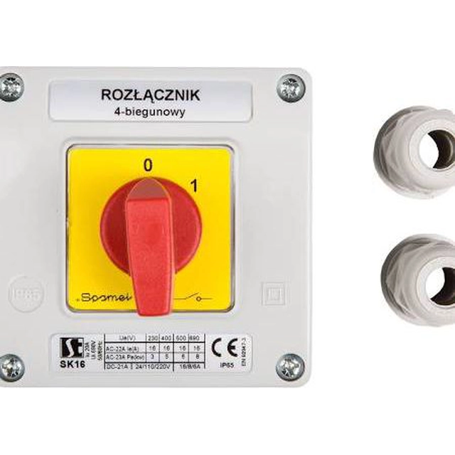 Comutator Spamel Cam 0-1 4P 16A în carcasă (SK16-2.8210OB11C)