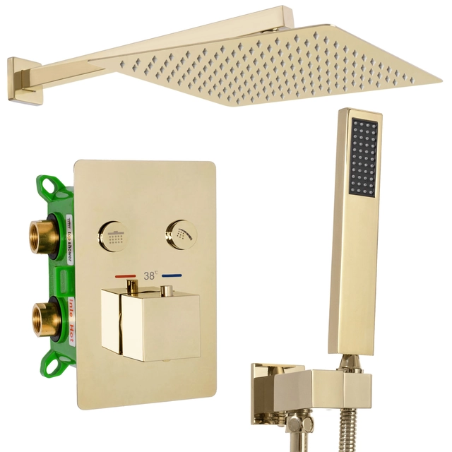 Concealed Shower Set FENIX DAVIS Gold with thermostat + BOX