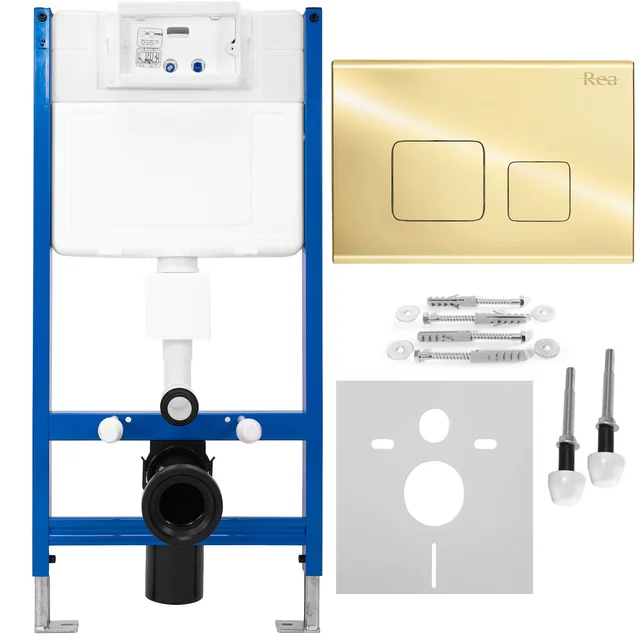 Concealed toilet seat frame set with F Gold button