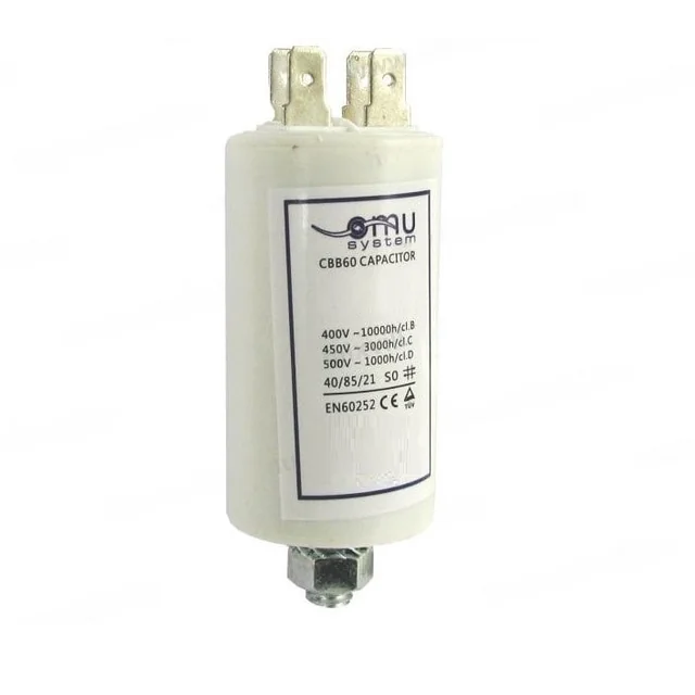 Condensator de operare 70μF 450V AC cu șurub M8, piuliță (6.4x0.8mm)