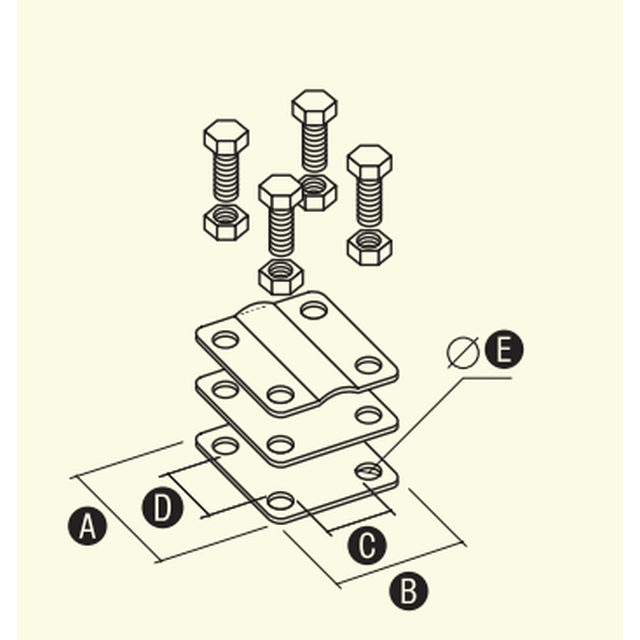 Conector de ramificação universal Elko-Bis com abertura 57x57x30mm, galvanizado