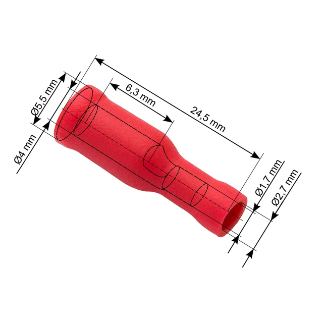 Conector hembra aislado 4,0 24,5mm 100 Pcs