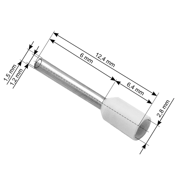 Conector, luva isolante, 0,75/6 branco, 100 Pcs