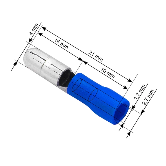 Conector macho aislado 4,0/21mm 100 Uds.