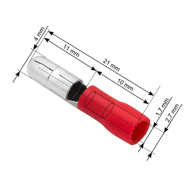 Conector macho aislado 4,0/21mm 100 Uds.