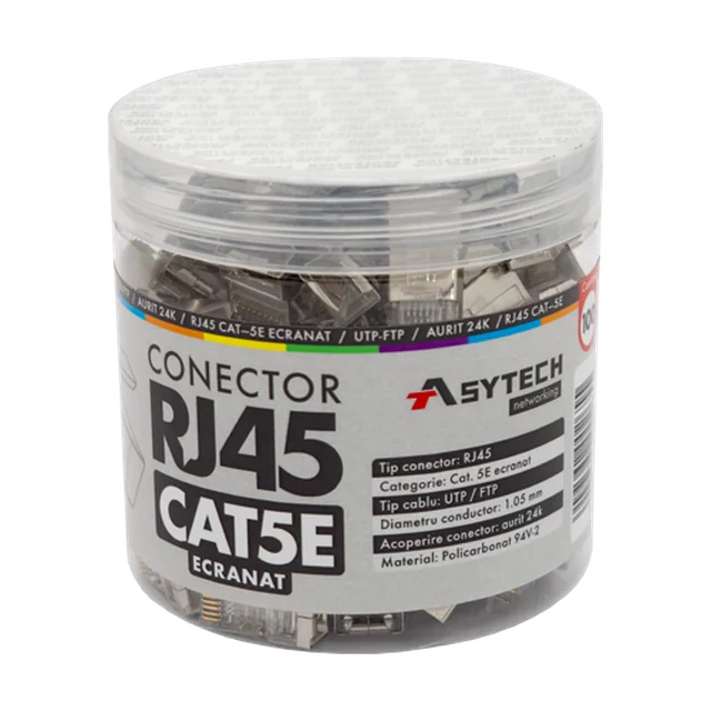 Conector RJ-45 FTP Cat.5e, blindado (100 unidades) RJ45M-CAT5E-JAR