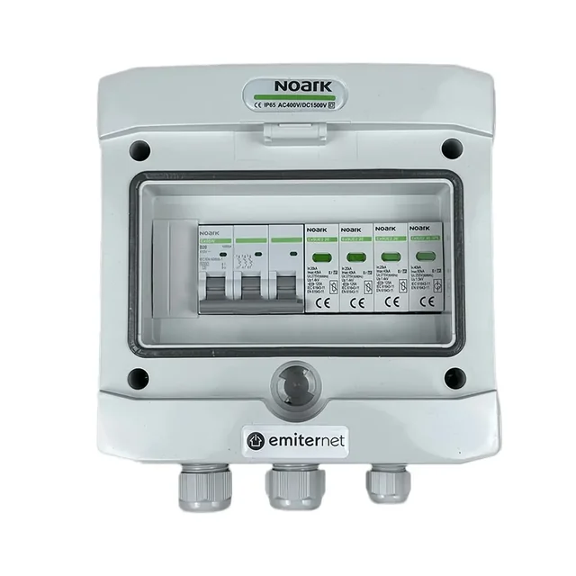 Conexão do painel fotovoltaicoAC hermético IP65 EMITER com pára-raios AC tipo Noark 2, 20A 3-F