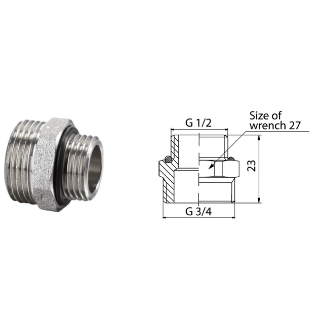 conexiune G1/2-G3/4 FUSION placat cu nichel