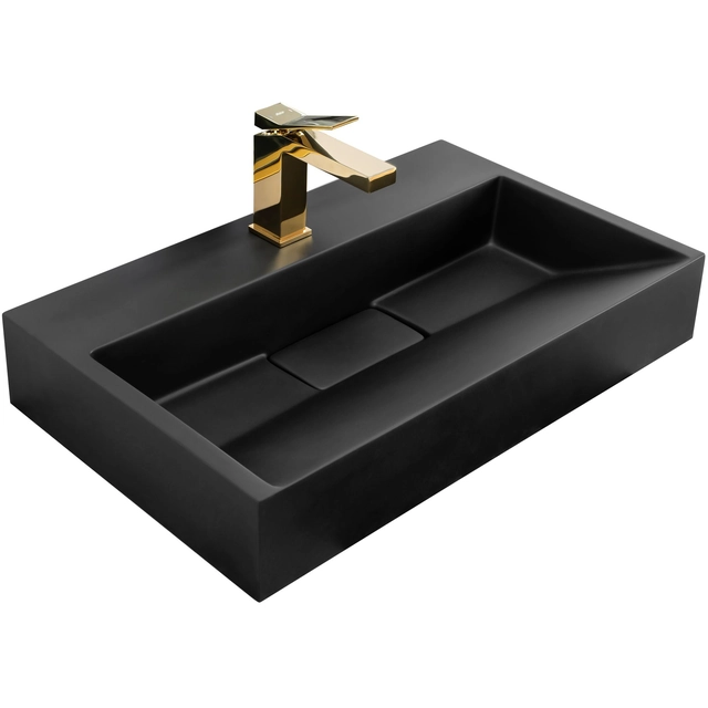 CONGLOMERATE COUNTERTOP WASHBASIN GOYA BLACK MAT 60CM