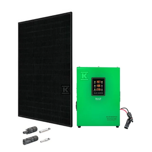 Conjunto calentador de agua 2kW (Panel fotovoltaico 400W JA Solar, todo negro, convertidor VOLT 3kW, Conectores MC4) garantía 12 años en los paneles