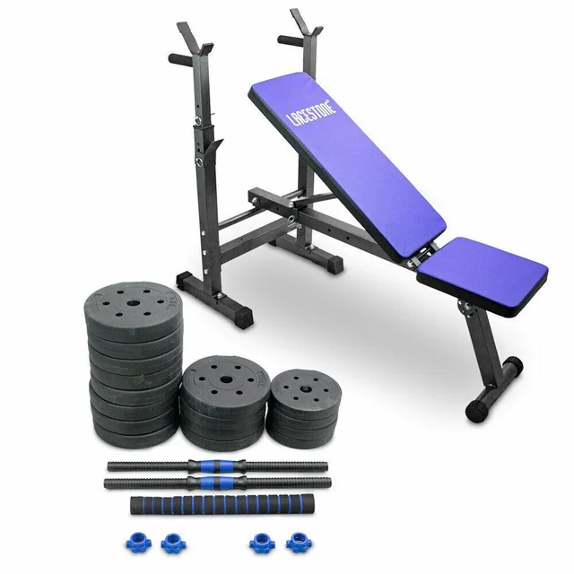 CONJUNTO DE BANCO DE TREINO COM CONJUNTO DE BOLOS 2W1 40KG HOME GYM