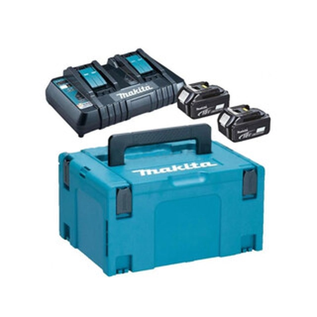 Conjunto de bateria e carregador Makita 2xBL1840+DC18RD+MakPac3 18 V | 4 Ah