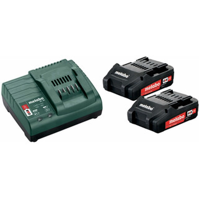 Conjunto de bateria e carregador Metabo Basic-Set 18V 2 x Li-Ion 2,0 Ah 18 V | 2 Ah