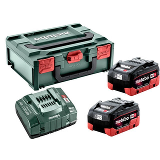 Conjunto de bateria e carregador Metabo Basic-Set 2 x LiHD 8,0 Ah ASC Ultra + Metaloc 18 V | 8 Ah