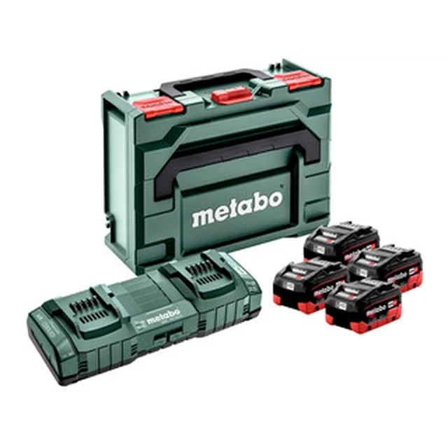 Conjunto de bateria e carregador Metabo Basic-Set 4x LiHD 8,0Ah +2 ASC Ultra +Metaloc 18 V | 8 Ah