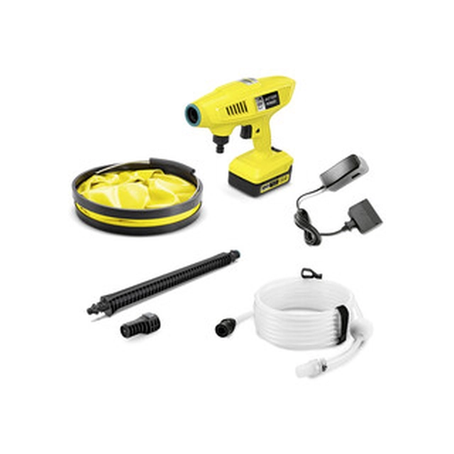 Conjunto de bateria Karcher KHB 4-18 Plus lavadora de alta pressão sem fio 18 V | Barra 21 | 2,8 l/min | Escova de carvão | 1 x 2,5 Ah bateria + carregador