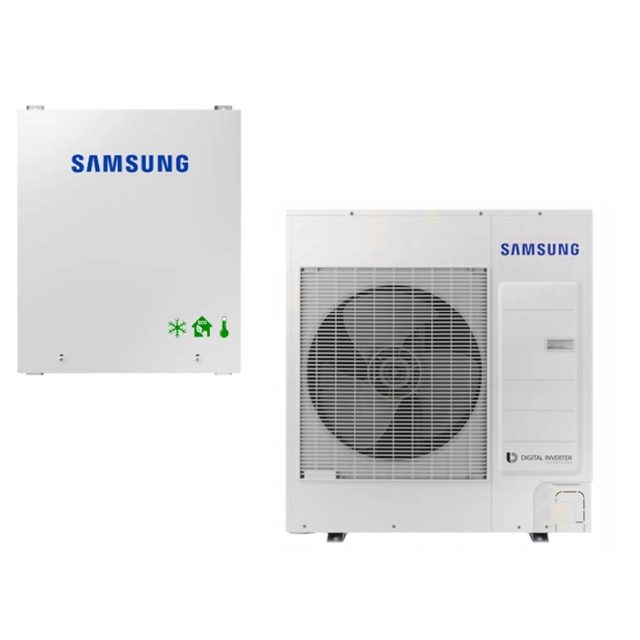 Conjunto de bomba de calor Samsung 12kW + amortecedores, tanques, bombas, materiais