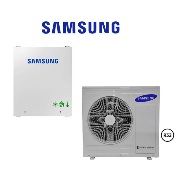 Conjunto de bomba de calor Samsung 8kw con equipamiento completo, es decir, acumulador, elementos de montaje