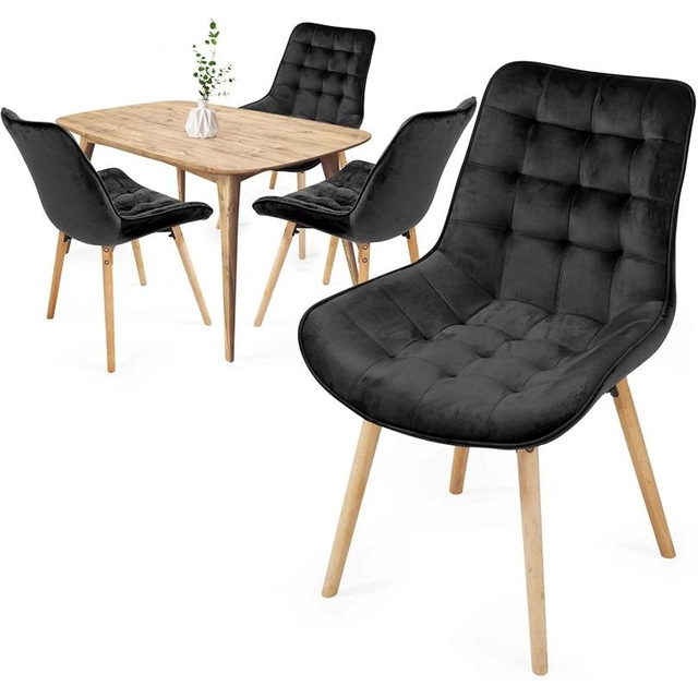 Conjunto de cadeiras de jantar, preto,4 peças
